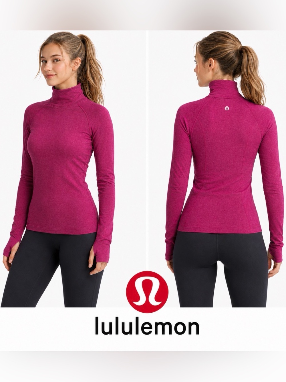 Lululemon Swiftly Tech Turtleneck Long Sleeve Pink Womens 4 Seamless Running Top